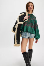 HOLLY KNIT TOP - GREEN COMBO