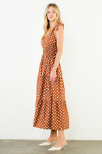 Tie Strap Long Polka Dot Dress - Br