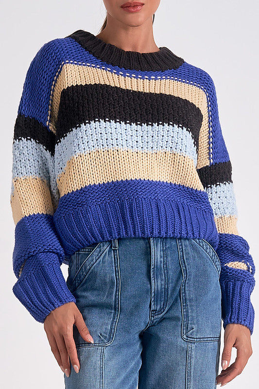 STRIPED SWEATER-BLUE