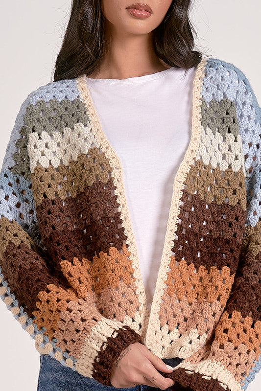 CROCHET CARDIGAN-MULTI COLOR