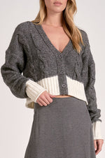 CROPPED CARDI-CHARCOAL