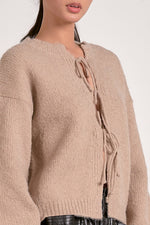 TIE FRONT CARDIGAN-MOCHA