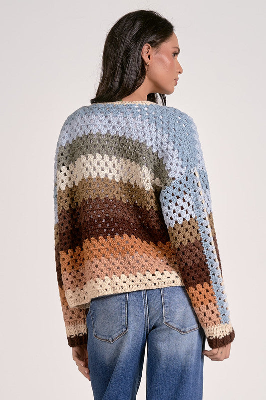 CROCHET CARDIGAN-MULTI COLOR