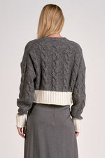 CROPPED CARDI-CHARCOAL