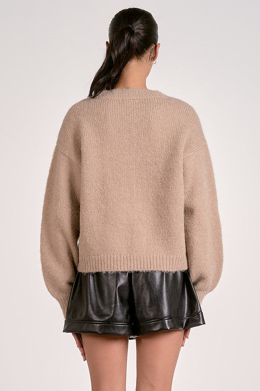 TIE FRONT CARDIGAN-MOCHA