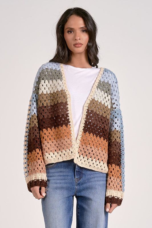 CROCHET CARDIGAN-MULTI COLOR