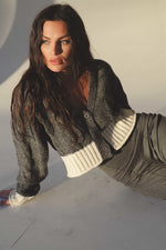 CROPPED CARDI-CHARCOAL