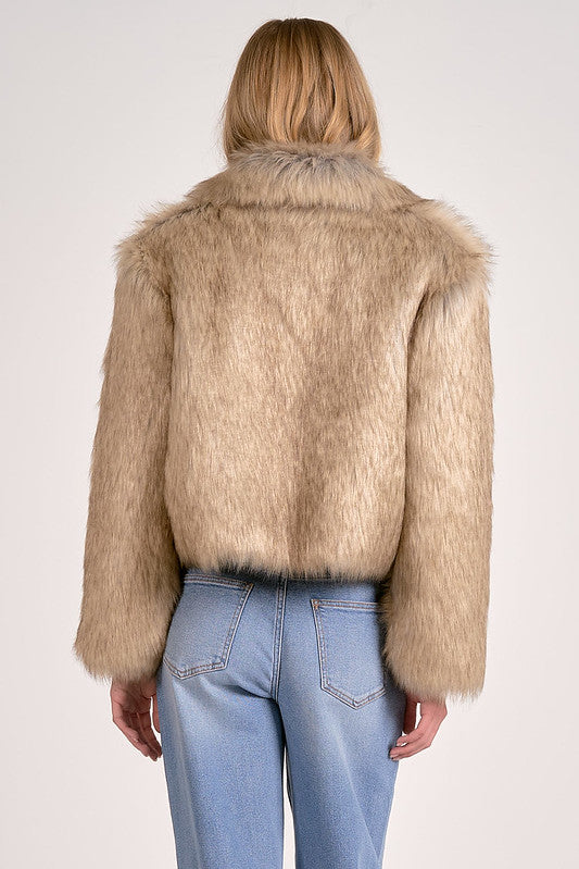 FAUR FUR JACKET-TAUPE MULTI