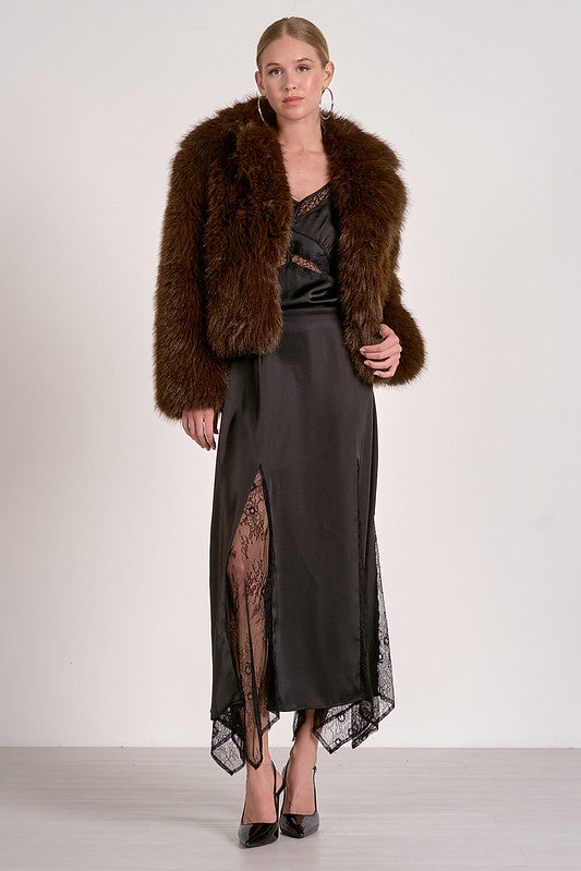 FAUR FUR JACKET-CHOCOLATE