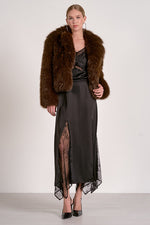 FAUR FUR JACKET-CHOCOLATE