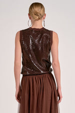SEQUIN KNIT TANK-CHOCOLATE