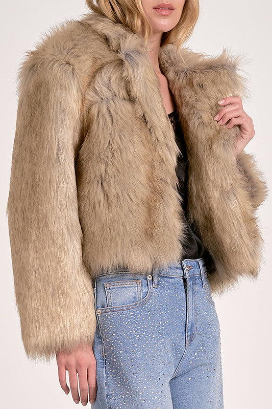 FAUR FUR JACKET-TAUPE MULTI