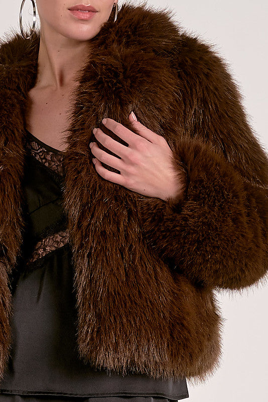 FAUR FUR JACKET-CHOCOLATE