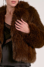 FAUR FUR JACKET-CHOCOLATE