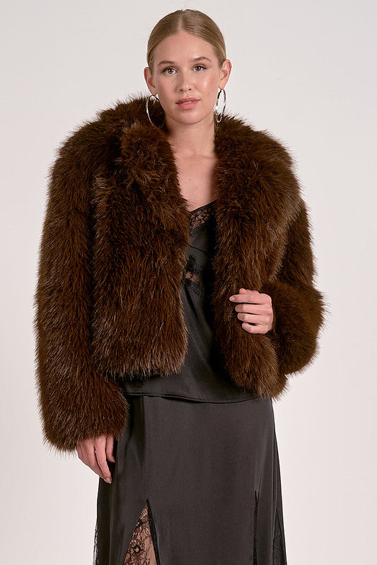 FAUR FUR JACKET-CHOCOLATE