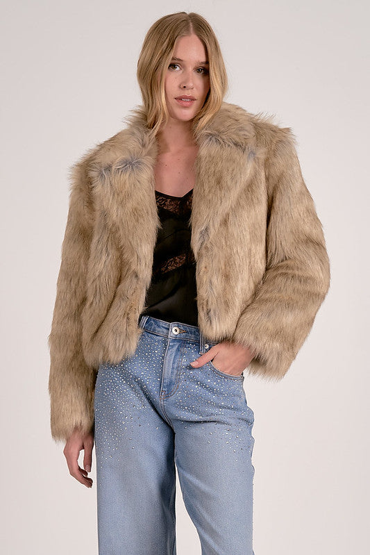 FAUR FUR JACKET-TAUPE MULTI