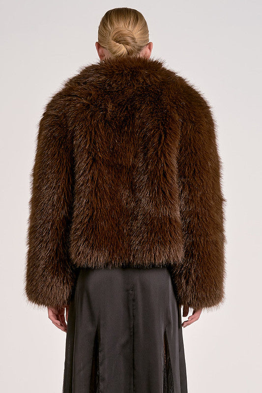 FAUR FUR JACKET-CHOCOLATE