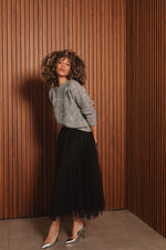 SILVER TINSEL BOW SWEATER