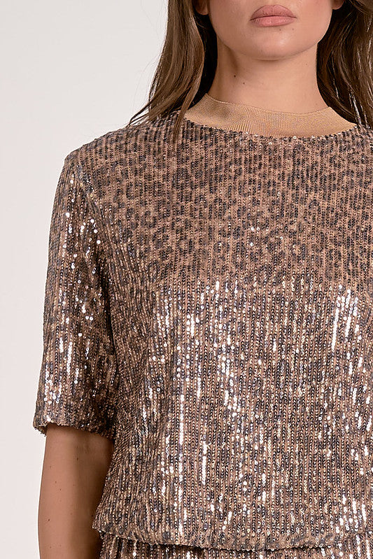 SEQUIN TEE-ANIMAL PRINT