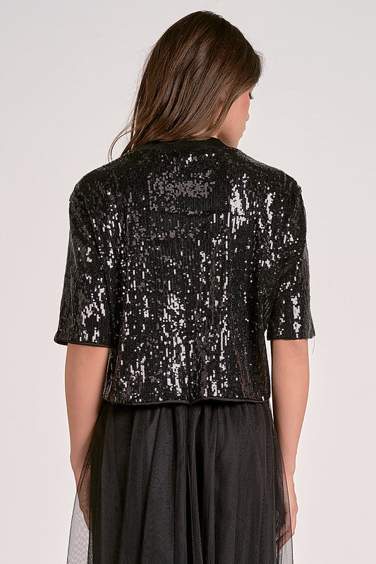 SEQUIN TEE-BLACK