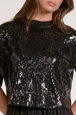 SEQUIN TEE-BLACK
