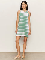 ON THE YACHT SHIFT DRESS - GREEN JUICE / WHITE STRIPE