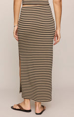 AINSLIE STRIPED MIDI SKIRT - PUTTY