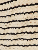 FOREVER STRIPED MOCK NECK - VANILLA CREME WITH BLACK STRIPE