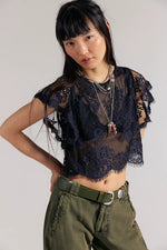 LUNAR ASH LACE TOP - BLACK