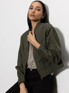 LINEN BOMBER JACKET - KALAMATA