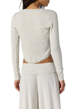 Dream State Henley Top - Light Heather Grey