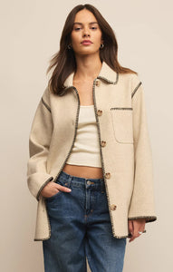 OLIVIA WHIPSTITCH JACKET - OATMEAL HEATHER