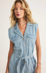 DASH TWILL ROMPER - LIGHT VINTAGE INDIGO