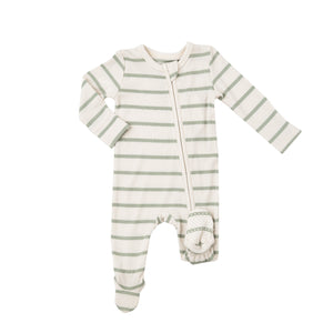 2 WAY ZIPPER FOOTIE - DESERT SAGE STRIPE