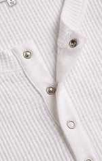 Albany Waffle Button Up Top - White