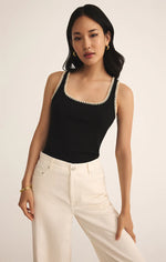 JAIDYNN WHIPSTITCH RIB TANK - BLACK