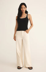 JAIDYNN WHIPSTITCH RIB TANK - BLACK