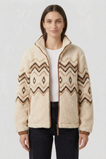 Sherpa Embroidered Jacket- Cream