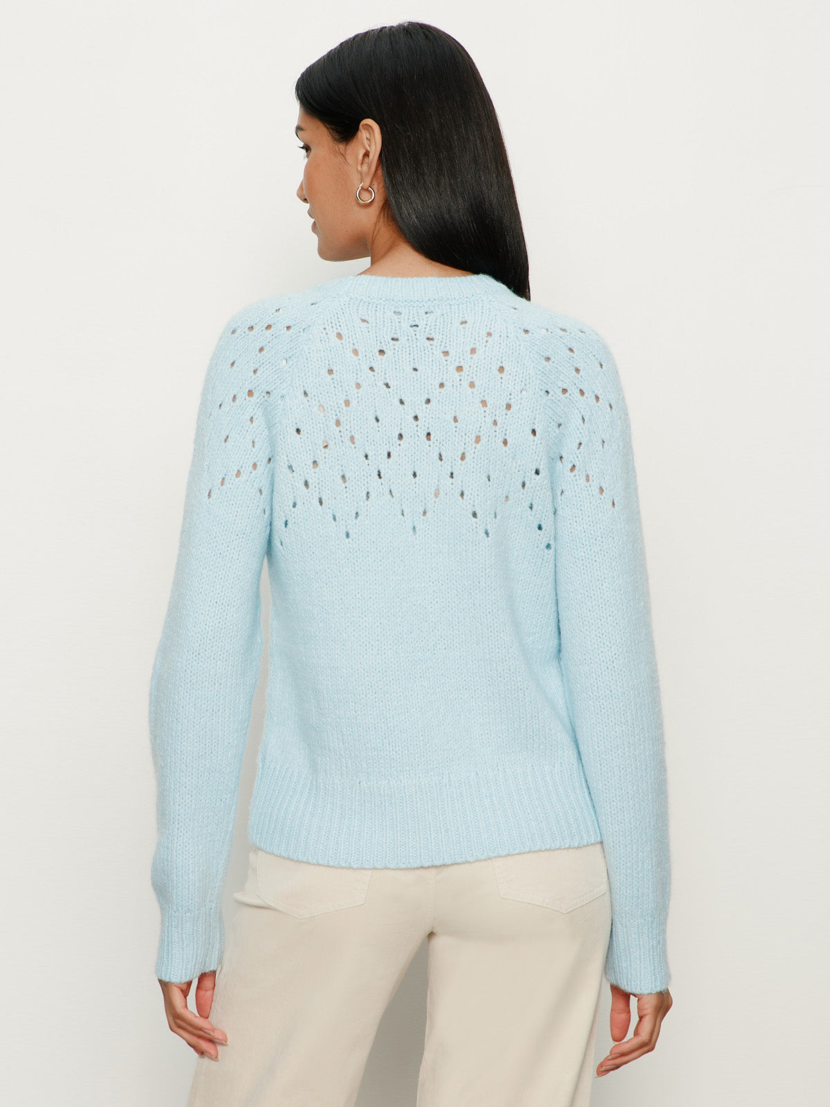 FEMME OPENWORK SWEATER - AQUAMARINE
