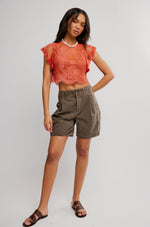 LUNAR ASH LACE TOP - SUNSET
