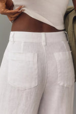 THE LINEN MARINE WIDE LEG SEMI-HIGH RISE PANT - WHITE