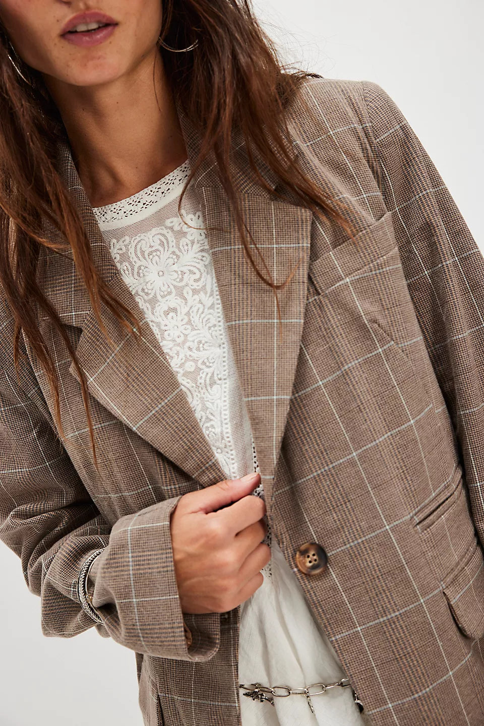 PAPER CUT PINSTRIPE BLAZER - CHOCOLATE COMBO