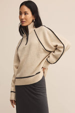 ALPS HALF ZIP SWEATER - LIGHT OATMEAL