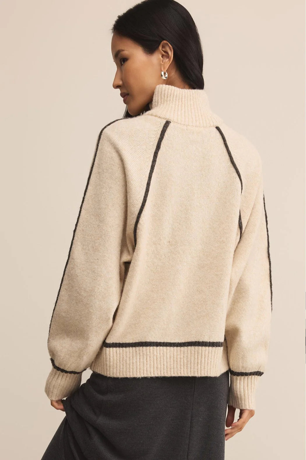 ALPS HALF ZIP SWEATER - LIGHT OATMEAL