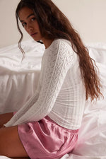 So Soft Seamless Modal Cable Long Sleeve- Clean Ivory
