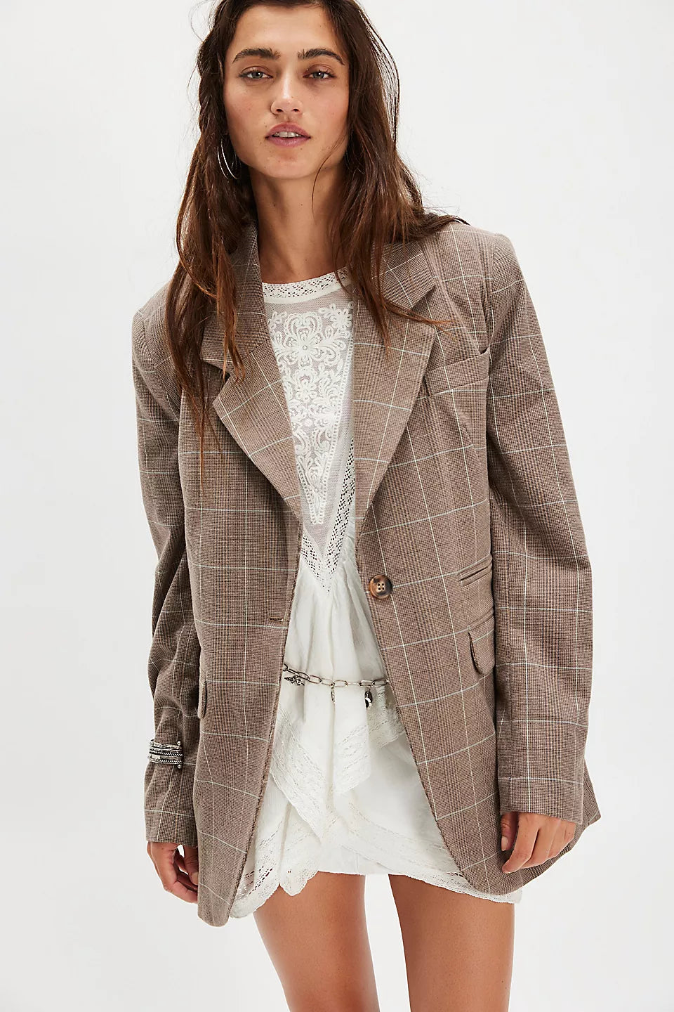 PAPER CUT PINSTRIPE BLAZER - CHOCOLATE COMBO