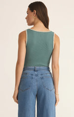 JAIDYNN WHIPSTITCH RIB TANK - SEA PINE