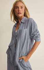 THE PERFECT STRIPED BUTTON UP - INDIGO
