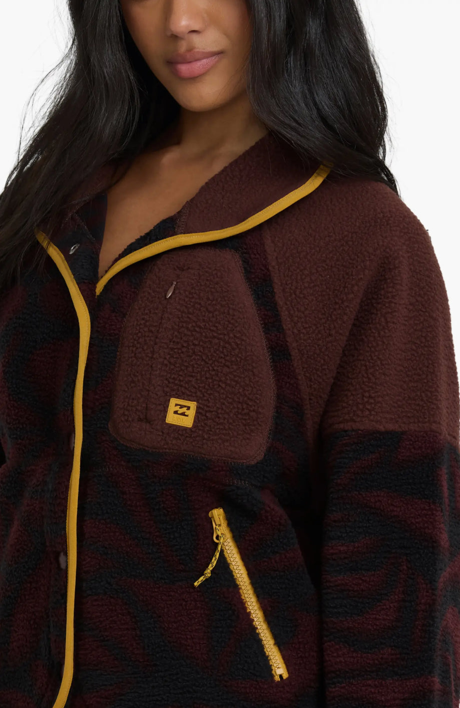 POPOYO SNAP UP FLEECE JACKET - TEAK