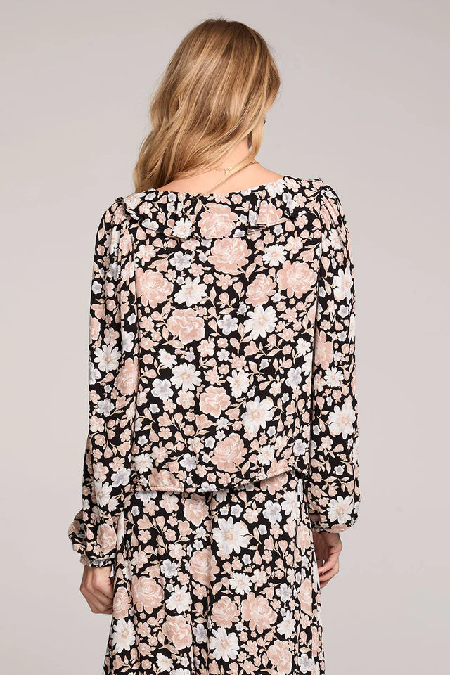 LURA TOP - BLACK FLORAL